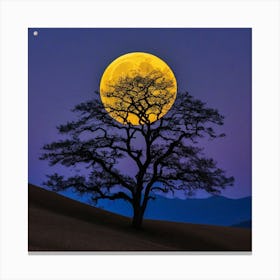 Full Moon Over A Tree Canvas Print