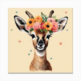 Floral Baby Antelope Nursery Illustration (30) Canvas Print