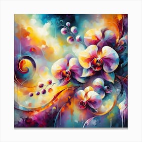 Abstract Fantasy Florals, Whimsical Orchids Canvas Print