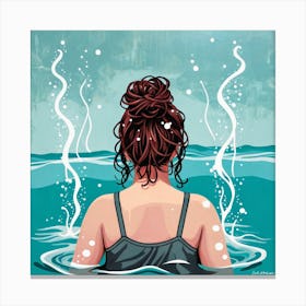 Girl In The Ocean 2 Canvas Print