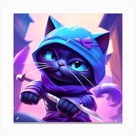 Purple Cat With Blue Eyes Canvas Print