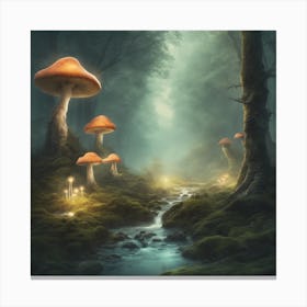 Mushrooms In The Forest Canvas Print