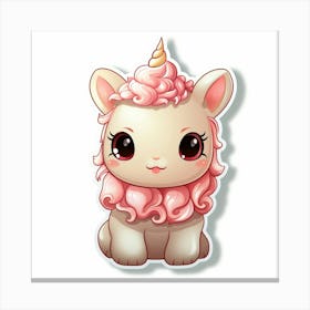 Cute Unicorn Sticker 5 Canvas Print