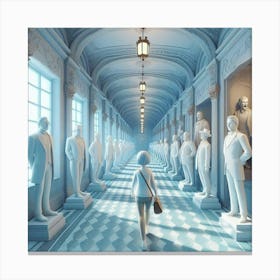 Hallway With Statues Canvas Print