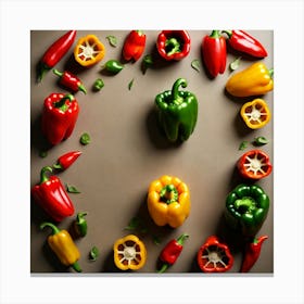 Frame Created From Bell Pepper On Edges And Nothing In Middle (67) Canvas Print