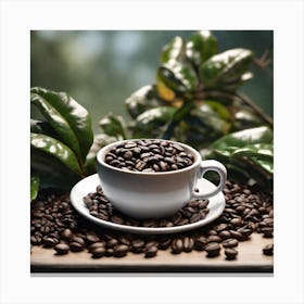 Coffee Cup With Coffee Beans 18 Canvas Print