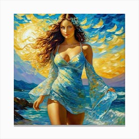 Woman On The Beach ok Canvas Print