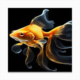 Goldfish On Black Background Canvas Print