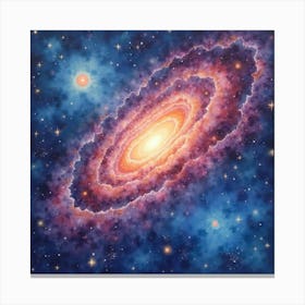 Radiant Galaxy Watercolor With Swirling Cosmic Colors 1 Canvas Print