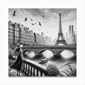 Paris In Black And White Canvas Print