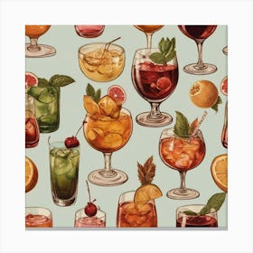 Default Vintage Cocktails For Different Seasons Aesthetic 1 Canvas Print