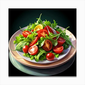 Fresh Salad With Tomatoes And Lettuce Canvas Print