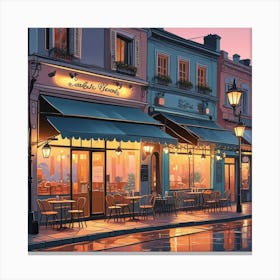 Cafe Terrace At Night Art Canvas Print