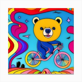 Bear riding a bike - AI artwork Canvas Print