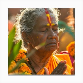 Indian Hindu Woman Praying Canvas Print