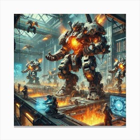 A Sci Fi Themed Scene Showcasing The Iron Ember Gu Mech Engineering Canvas Print