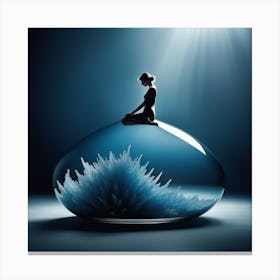 Woman Sitting On A Glass Sphere Canvas Print