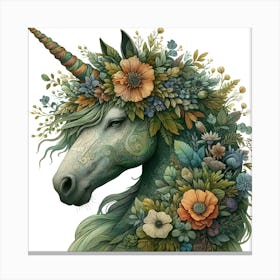 Unicorn With Flowers 1 Canvas Print