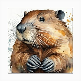 Beaver Watercolor Canvas Print