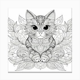 Cat Coloring Page 1 Canvas Print