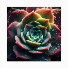 Succulent Flower With Water Droplets 1 Canvas Print