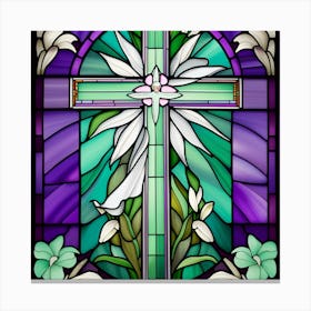 Cross stained glass window Canvas Print
