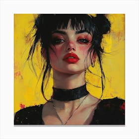 Woman With Black Hair Canvas Print