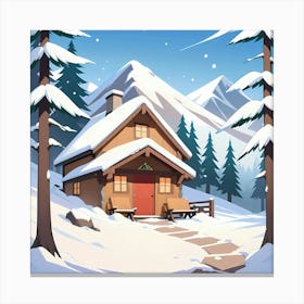 Winter Cabin In The Mountains Canvas Print