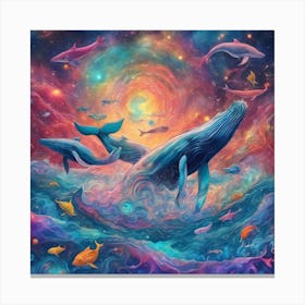 Celestial Whales Canvas Print