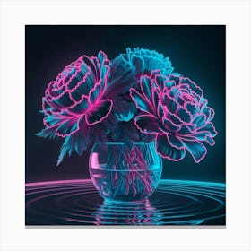 Neon Flowers In A Vase Canvas Print