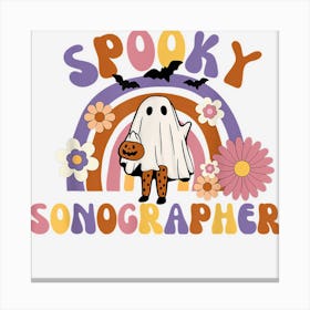 Cute Spooky Ghost Sonographer Halloween Wear To Work Clinic Canvas Print