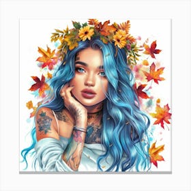 Autumn Girl With Tattoos Canvas Print