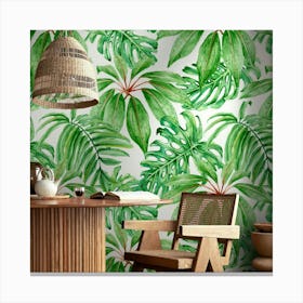 Tropical Leaves Wallpaper Canvas Print