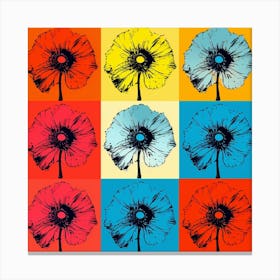 Andy Warhol Style Pop Art Flowers Poppy 2 Square Canvas Print