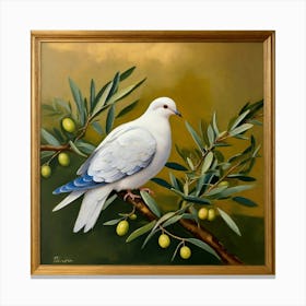 Dove Holding Olive Branch Canvas Print