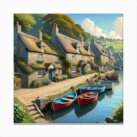 Cottages By The Water Canvas Print