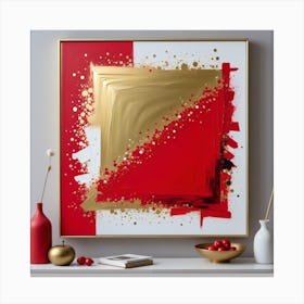 Red And Gold Abstract Painting Canvas Print