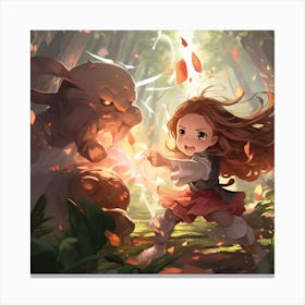 Girl In The Forest Anime Canvas Print
