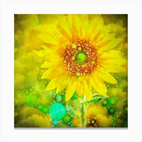 Sunflower With Bubbles Canvas Print