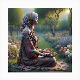 Muslim Woman Meditating Canvas Print