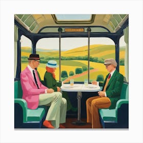 Vintage Train Journey Series: David Hockney Style 1 Canvas Print