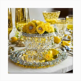 Glassware Set Up On Top Of A White Table Mixed Wit (11) Canvas Print