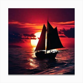 Sailboat At Sunset 17 Canvas Print