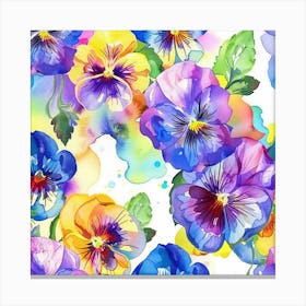 Pansies Seamless Pattern Canvas Print