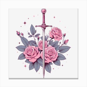 Roses And Sword Canvas Print