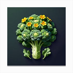 Broccoli With Flowers Canvas Print