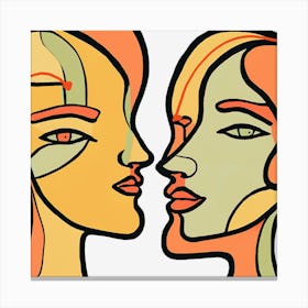 Two Women Facing Each Other Canvas Print