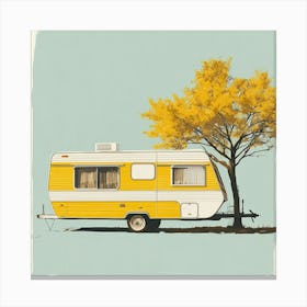 Yellow Trailer Camper Canvas Print