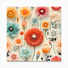 Colorful Floral Art Print Modern Botanical Wall Decor Canvas Print