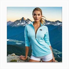 Model Female Mountains Alpine Landscape Nature Fashion Beauty Portrait Hike Adventure Out (20) Canvas Print